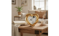 Heart Photo Frame Golden Heart Picture Frame Carved for Desk, Bedside Table
