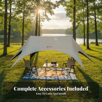 UPF 50+ Blackout Sun Tarp Waterproof Quick Setup Sunshade Canopy Formaldehyde-without Protection Canopy for Campers, Families, Backyard, Beach, Picnic