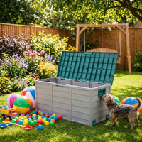 Outdoor Storage Box with Seat Easy Assembly Outdoor Storage Bin with Lid Weather-Resistant Patio Storage Box with Lid for Homeowners, Gardeners, Patio