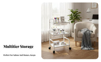 Triple-Shelf Rolling Trolley 360-Degree Rotating Casters Triple-Shelf Rolling Shelf Sleek Contemporary Design Storage Trolley for Beauticians