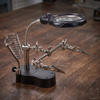 Soldering Helping Hands with Light Flexible Soldering Station with Weighted Lens Stand Hobbyists, Model Makers, Crafting