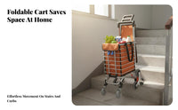 Foldable Stair Climbing Cart Multifunctional Stair Climbing Shopping Cart Heavy Duty Aluminum Shopping Trolley for Shoppers, Stairs, Home, Supermarket