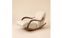 Rocking Lounge Chair Artistic Design Leather Recliner Solid Wood Single Sofa Chair