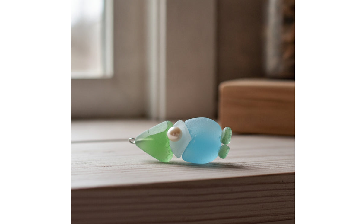 Coastal Sea-Worn Glass Gnome Ornament Whimsical Gnome Ornament Handmade Ornaments Frosted for Window