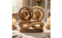Anniversary Plaque with Base Timeless Heart Plaque with Base High-Gloss Decor for Couples, Wedding, Mantel, Shelf