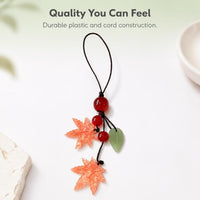 Maple Leaf Red Beaded Phone Charm Keychain Hand-Woven Pendant for Students