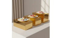 3 Pieces Gold Acrylic Display Riser Set Long-Lasting & Sturdy Buffet Food Display Stand Buffet Food Riser Lightweight