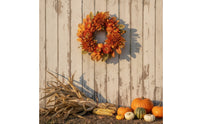 Wreath with Chrysanthemums Artificial Autumn Wreath Layered for Mantel
