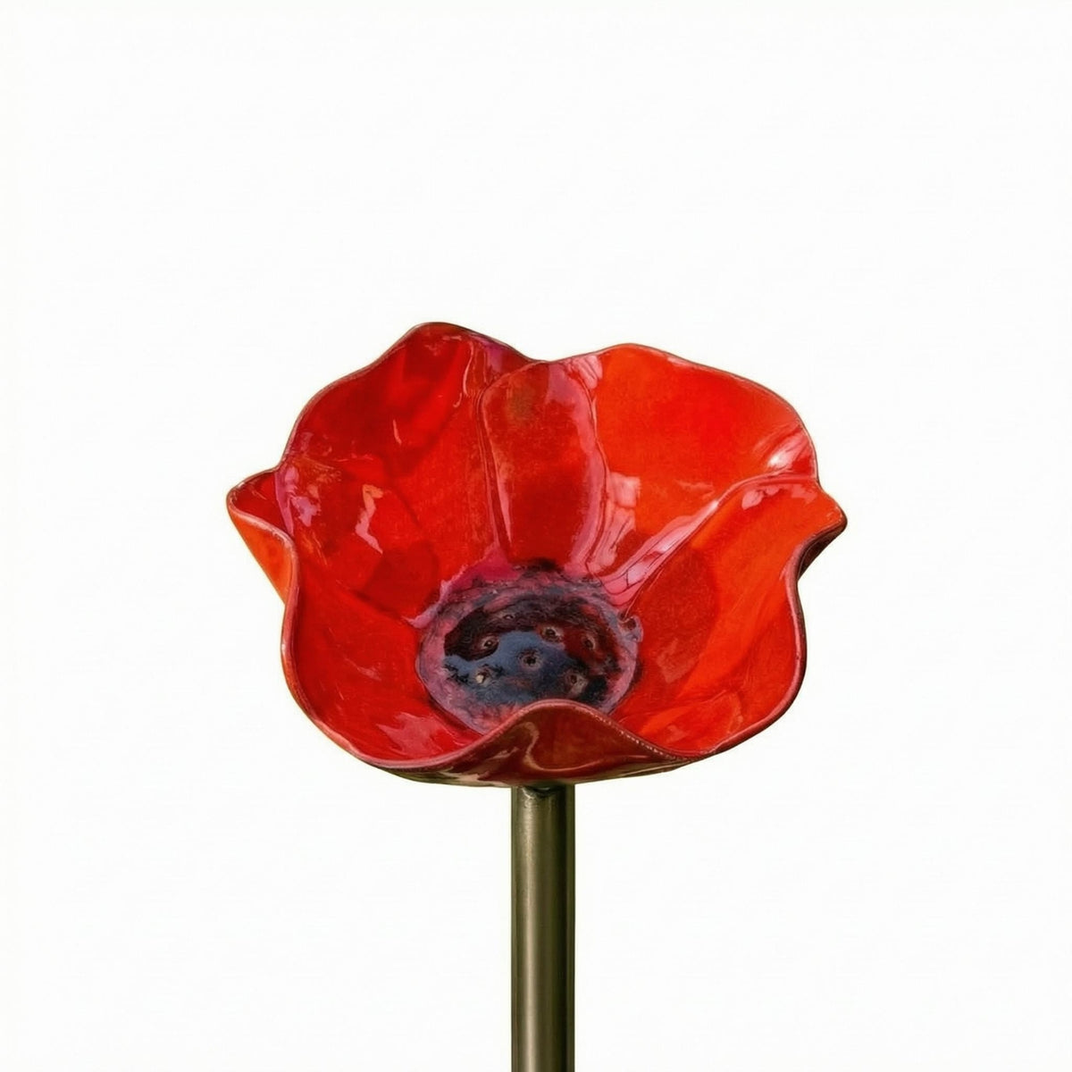 Handmade Flower Bowl Stake Outdoor Metal Flower Stake Weather-Resistant Garden Decor Everlasting Bloom