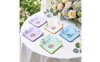 18 Pieces Handkerchief with Edges Floral Handkerchief with Edge Soft Facial Cloths for Women, Weddings