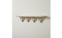 Carved Display Shelf Distressed White Finish French Decorative Wall Shelf Wood Construction for Photo Backdrop
