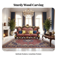 3 Pieces Ornate Carved Frame Couch set European Design Living Room Furniture Luxurious design Sofa Set for Homeowners, Villa, estate, Hotel Lobby