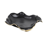 Lustrous Finish Irregular Tray Textured Surface Wavy Tray Dark Tones Home Decor Accent Gold Tone for Coffee Table