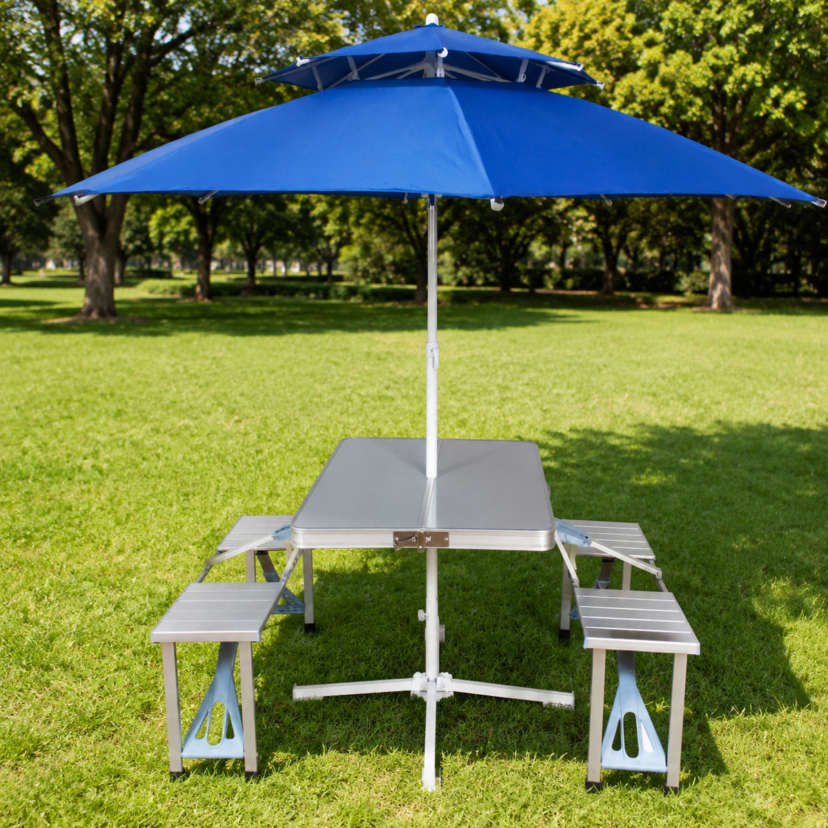 folding picnic table with umbrella