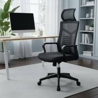 Mesh Office Chair Padded Seat Ergonomic High Back Chair Matte Black Workspace Seating for Students