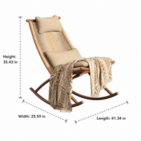 Metal Rocking Chair with Cushion & Pillow, Outdoor Patio Balcony Garden Chair, Weatherproof Rocking Lounge Chair with Side Table