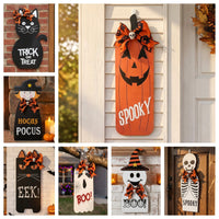 Halloween Ghost and Black Cat 2D Wooden Wall Outdoor Porch Yard Decoration Sign
