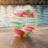 Big Size Inflatable Water Roller Portable Inflatable Rolling Wheel Easy to Inflate Pool Hamster Wheel Thick PVC for Children, Lawn