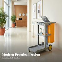Heavy-Duty Housekeeping Service Cart Easy to Maneuver Janitorial Cart with Bag High Load Capacity Sturdy Construction for Housekeepers, Janitors, Maintenance Workers, Office Buildings, Schools, Offices
