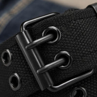 Double-Prong Belt Metal Eyelets Double Prong Belt Stitched Fashion Accessory