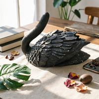 Buoyant Swan Statue Resin Material Buoyant Swan Figurine Weatherproof for Landscape Designers, Courtyard, Yard, Pool