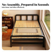 Foldable Design Folding Bed Frame Space-Saving Collapsible Bed Frame Portable Household Furniture Easy Assembly for Office Workers, Apartment Dwellers, Students, Home, Small Bedroom, Guest Room
