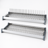 Pull Out Dish Drying Rack, 304 Stainless Steel Cabinet Dish Rack with Drainage Tray, Brushed Silver Dish Drainer for Kitchen Tidy, 265x125mm