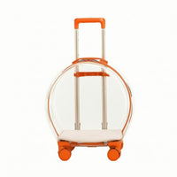 Transparent Rolling Pet Carrier Hard-Shell Pet Carrier with Wheels Smooth Effortless for Travel, Vet Visits