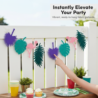 Tropical Flamingo Pineapple Cactus Non-Woven Birthday Banner Garland