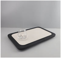 Modern Minimalist Wooden Leather Geometric Tray Decor for Living Room and Entryway