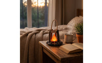Warm Glow Rechargeable Lantern with Rope Handle Rustic Night Light with Ambient Sound Compact Campfire Lantern Cozy for Nightstand