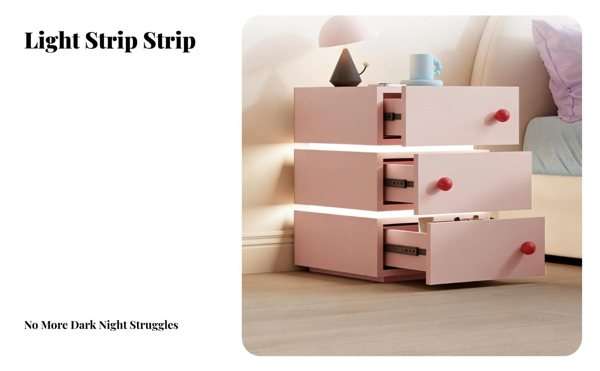 Creamy look Aesthetic Wavy rose Storage Table Multi-Functional Small Storage Stand Modern Design Nightstand adaptable for Young Adults, College Students, Home Decorators, Living Room, Bedroom, Apartment