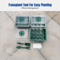 12-Cell Planting Tray, Ventilated Nursery Propagation Box Set with Transplant Tool and Tags, Multi-Option for Greenhouse