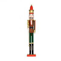 66cm Nutcracker Decoration Handcrafted Tall Wooden Nutcracker Traditional Style Christmas Guard Statue for Holiday