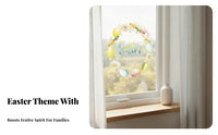 Easter Egg Wreath Self Easter Wall Decal Peel and Bunny Window for Kids, Families, Refrigerator, Glass Panes, Nursery