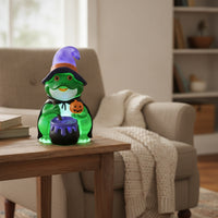 Witch with Pot Illuminated Light up Witch Glowing Statue for Mantel, Party