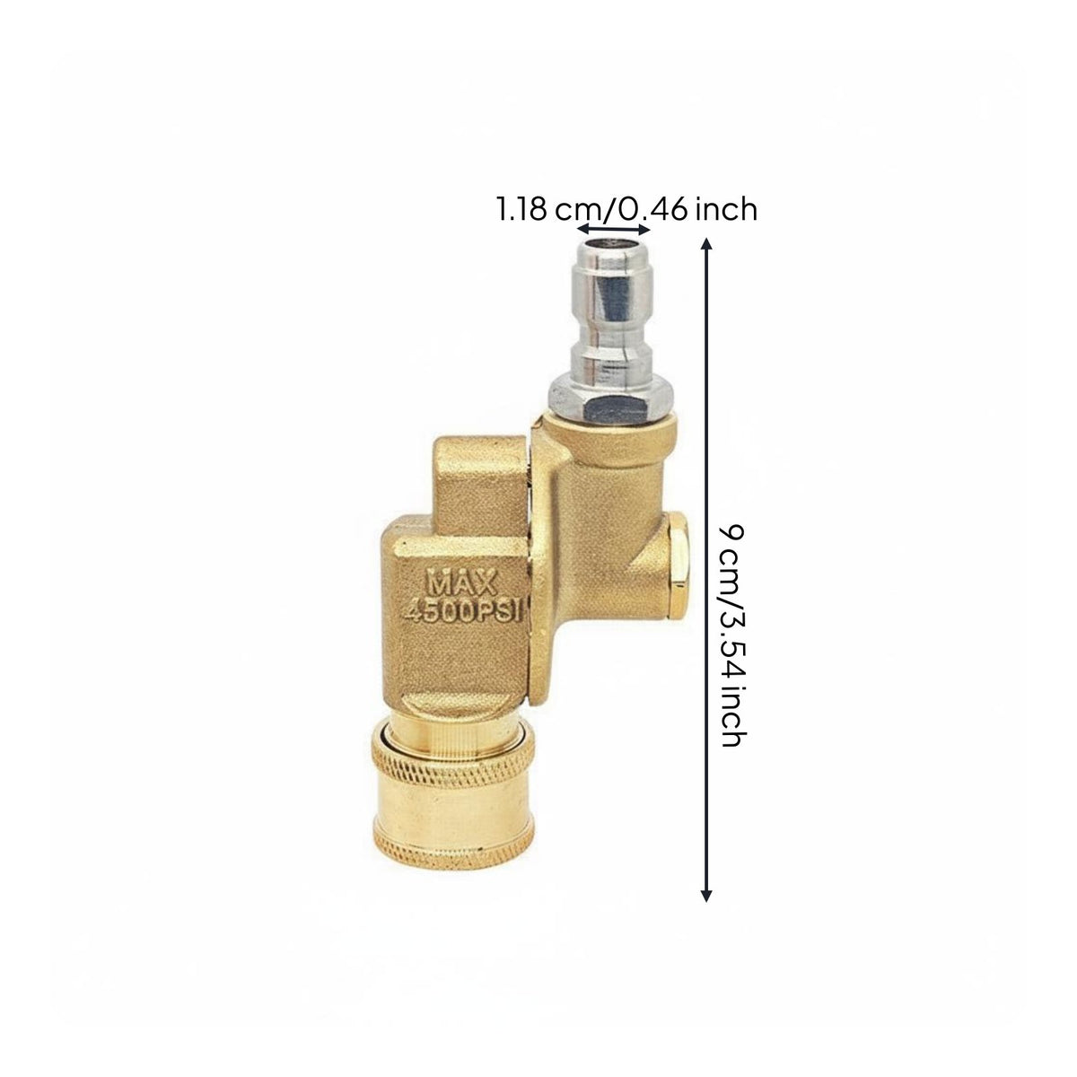 Cleans Hard-to-Reach Areas 1/4 Inch Quick Connect Adapter Heavy Duty Quick Connect Angle Adapter Long-Lasting Brass and Stainless Steel 180 Degree Angle Connector 4500 PSI Rated for Car Detailers