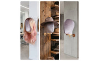 Mannequin Head Stand with Wall Mount Velvet-Covered Mannequin Head with Wall Mount Space-Saving Hat Display Stand for Salon Owners, Hair Salons