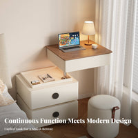 2-in-1 Design elevateTop Vanity Nightstand Space-Saving Illuminated Nightstand with Drawers Modern and design Bedside Table Hidden Mirror for Apartment Dwellers, property owners, Students, Dorm Room, Study