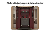 Luxury Design Solid Wood Wine Cabinet LED Lights Wine Cabinet with Glass Doors Adjustable Shelves Modern Lighted Home Bar Multi-Functional for Entertainers, Homeowners, Adults, Living Room, Mansion, Entertainment Area, Hotel Suite