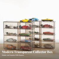 1:64 Scale Car Display Case Dustproof Stackable Model Car Storage Box Clear View Wall Mountable Diecast Display for Kids, Collectors