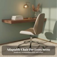 Height Adjustable Armless Upholstered Caster Chair gilded Base Office Furniture 360-Degree rotate Luxury & aesthetic for Students, Women, Study Room, Bedroom
