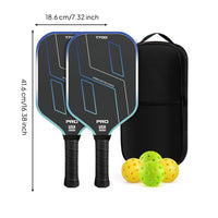 2 Pieces Pickleball Paddle Set T700 Pickleball Set with Balls and Bag Friction Surface Better Control for Beginners