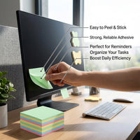 Portable Colorful Reminder Pads Set for Office and School, Heart-Shaped Bulk 4 Colors, Memo Notes for Adults 75x75mm 100 Sheets