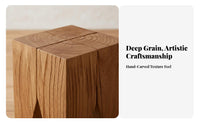 Tree Log Side Table Rustic Naturalism Design Carved Tree Log Pedestal Single-Piece Wood Handmade for Interior Designers