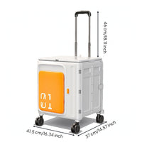 Folding Utility Cart with Lid Compact Foldable Rolling Crate Easy Storage Folding Cart with Lid for Journeyers