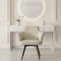 Eco Leather Upholstered Chair with Swivel Base Padded Swivel Chair with Armrests Comfy Armchair Ergonomic for Vanity