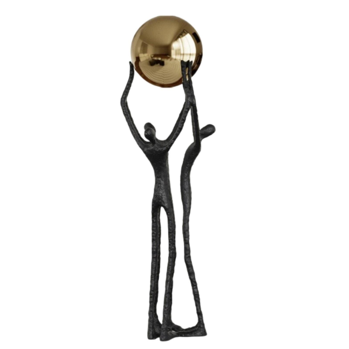 Human Figurine with Sphere Modern Abstract Sculpture with Gold Ball Contemporary Tabletop Sculpture for Homeowners, Office Desk, Bookshelf
