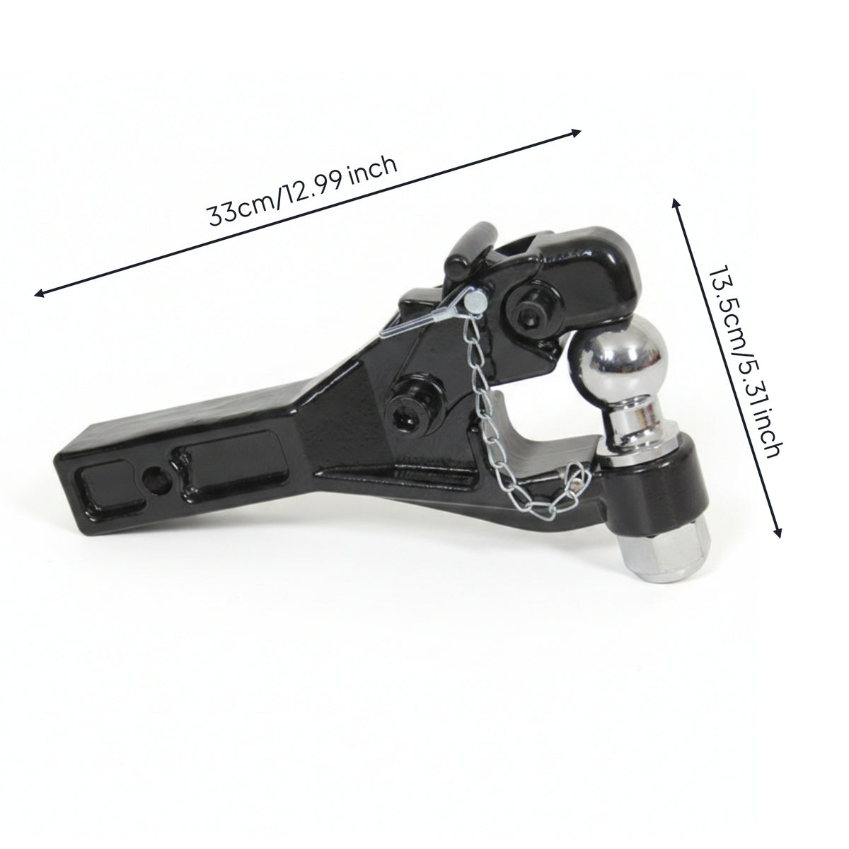 Black Metal Tow Ball Hitch Vehicle Gear Tow Hook Hitch Glossy Finish