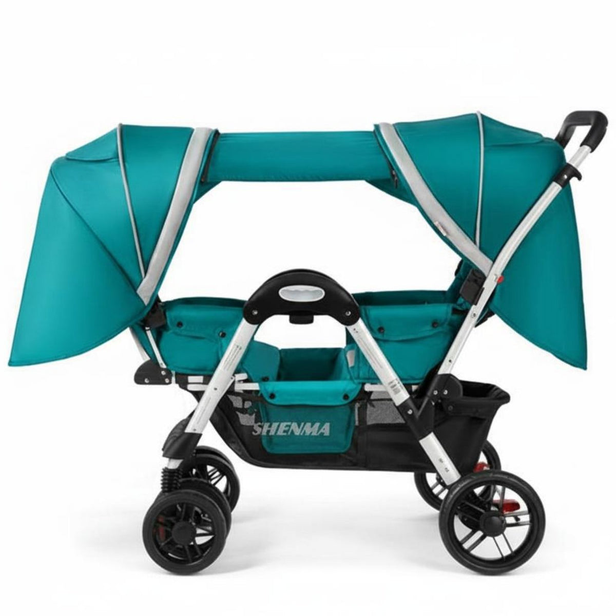 Twin Infant Pram Adjustable Canopy Double Baby Stroller Foldable for Toddlers